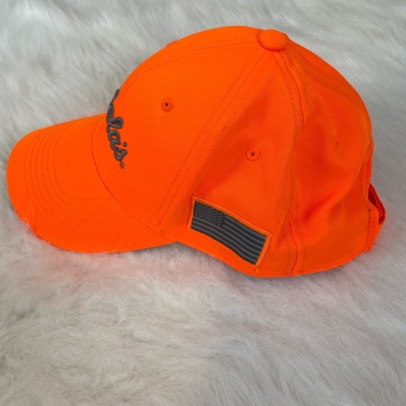 Cabela's high viz Velcro back Orange Cap with flag - Picture 4 of 8